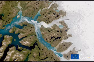 Hình ảnh vệ tinh về tình trạng băng tan ở Greenland. (Ảnh: Liên minh châu Âu/Reuters)