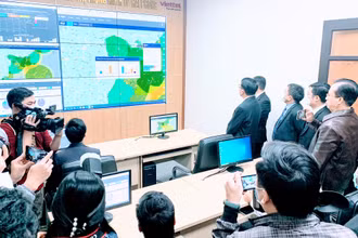 Trung tâm Giám sát điều hành đô thị thông minh (IOC) đi vào hoạt động thử nghiệm. (Ảnh: NGÔ QUANG DŨNG)