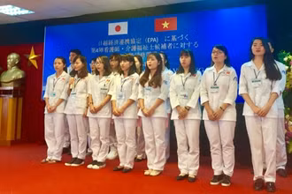 Ứng viên tham gia chương trình đào tạo điều dưỡng, hộ lý sang Nhật Bản (Ảnh: Dolab).