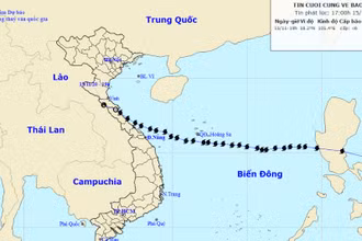 Áp thấp nhiệt đới suy yếu thành vùng áp thấp và tan dần. (Nguồn: nchmf.gov.vn)