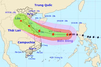 Vị trí và hướng di chuyển của bão số 13. (Nguồn: nchmf.gov.vn)