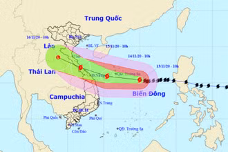 Vị trí và hướng di chuyển của bão số 13. (Nguồn: nchmf.gov.vn)