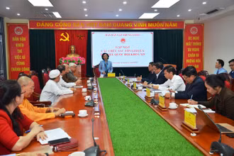 Đồng chí Trương Thị Mai tại cuộc gặp mặt các chức sắc tôn giáo là đại biểu Quốc hội khóa XIV.