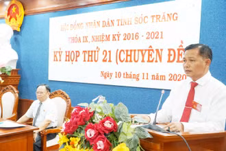 Đồng chí Trần Văn Lâu, Phó Bí thư Tỉnh ủy, phát biểu sau khi được bầu giữ chức Chủ tịch UBND tỉnh Sóc Trăng.