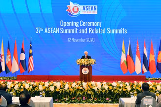 Tổng Bí thư, Chủ tịch nước Nguyễn Phú Trọng phát biểu chào mừng Hội nghị cấp cao ASEAN lần thứ 37. (Ảnh: DUY LINH)