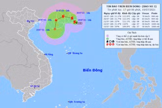 Vị trí và hướng di chuyển của bão số 3. (Nguồn: nchmf.gov.vn)