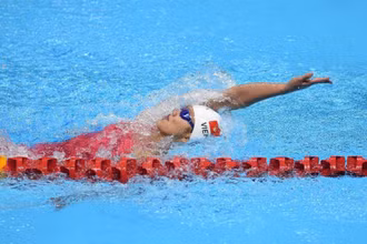 Ánh Viên tranh tài ở nội dung 200m bơi tự do ở Olympic Tokyo 2020. (Ảnh: Getty Images)
