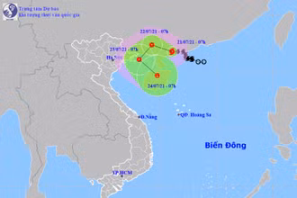 Vị trí và hướng di chuyển của bão số 3. (Nguồn: nchmf.gov.vn)