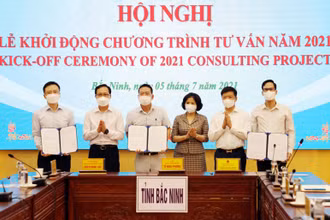 Tỉnh Bắc Ninh và Công ty Samsung chứng kiến chương trình tư vấn cải tiến doanh nghiệp giữa Sở Công thương tỉnh, Trung tâm bán hàng Samsung Việt Nam, Công ty Cổ phần Hanpo Vina, Công ty TNHH Sản xuất và Kinh doanh Thịnh vượng.