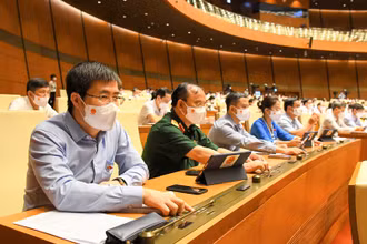 Đại biểu Quốc hội biểu quyết thông qua Nghị quyết.