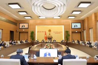 Quang cảnh phiên họp thứ 53 của Ủy ban Thường vụ Quốc hội, sáng 23-2. Ảnh: Quốc hội.