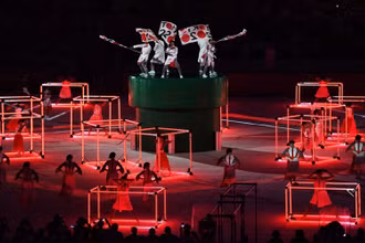 Màn biểu diễn tại lễ nhận cờ đăng cai Olympic 2020 của Nhật Bản. (Ảnh: Getty Images)