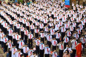 Học sinh Thủ đô trong ngày khai giảng (Ảnh: DUY LINH)