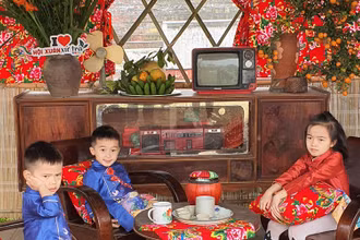Tái hiện không gian Tết xưa tại lễ hội.