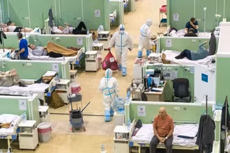 Một góc bệnh viện dã chiến, chuyên điều trị Covid-19 ở Thủ đô Moscow. Ảnh: Cổng thông tin Thị trưởng và chính quyền Moscow