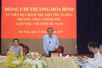 Phó Thủ tướng Thường trực Chính phủ Trương Hòa Bình phát biểu tại buổi làm việc.