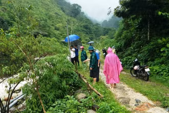 Hiện trường nơi ông Nguyễn Văn Khâm bị lũ ống cuốn mất tích, ở huyện Văn Bàn, tỉnh Lào Cai.