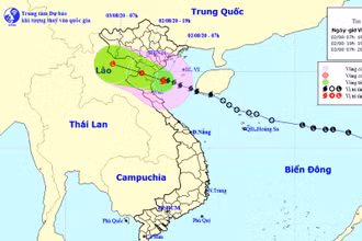 Vị trí và hướng di chuyển của bão số 2. (Nguồn: nchmf.gov.vn)