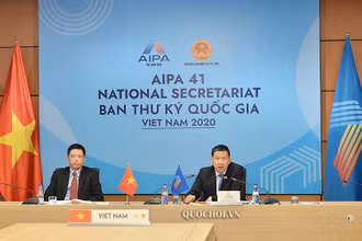 Phó Chủ nhiệm Ủy ban Đối ngoại, Trưởng Ban Thư ký Quốc gia AIPA 41 Vũ Hải Hà phát biểu tại phiên họp.