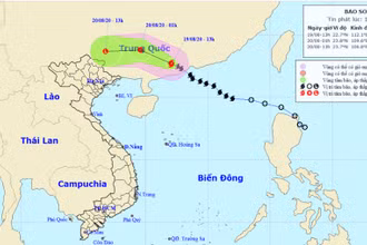 Vị trí và hướng di chuyển của bão số 4. (Nguồn: nchmf.gov.vn)