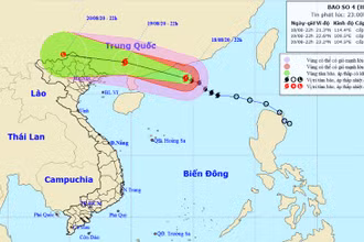 Vị trí và hướng di chuyển của bão số 4. (Nguồn: nchmf.gov.vn)