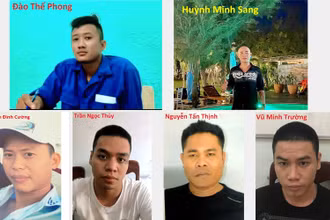 Năm đối tượng bị khởi tố, bắt giam và một đối tượng bị truy nã. (Ảnh do CA TP Tuy Hoà cung cấp) 