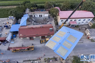 Hiện trường vụ sập nhà hàng. (Ảnh: Tân Hoa xã)