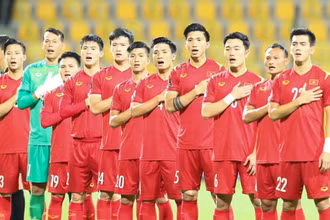 Những “chiến binh sao vàng” đã chính thức lập nên kỳ tích giành vé vào vòng loại thứ 3 World Cup 2022. (Ảnh: TTXVN)