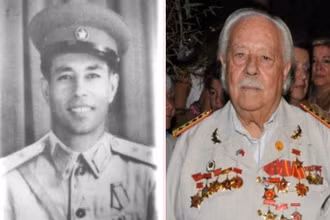 Anh hùng Lực lượng vũ trang nhân dân Việt Nam Kostas Sarantidis khi chiến đấu trong hàng ngũ quân đội Việt Nam (trái) và lúc về già. (Ảnh: Idcommunism.com)