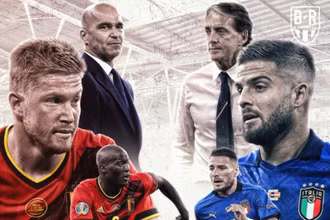 Trận chung kết sớm Bỉ và Italia. (Ảnh: Bleacher Reports)
