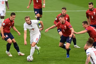 Harry Kane (số 9) vẫn chưa có bàn thắng đầu tiên ở kỳ EURO 2020 cho tuyển Anh. (Ảnh: UEFA)