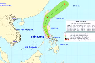 Vị trí và hướng di chuyển của bão Choi-wan. (Nguồn: nchmf.gov.vn)