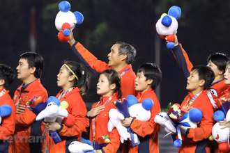 Đội tuyển nữ Việt Nam quyết tâm bảo vệ tấm huy chương vàng ở SEA Games 31. (Ảnh: TTXVN)