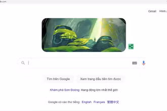 Hình ảnh doodle Sơn Đoòng trên trang chủ của Google Tìm kiếm. (Ảnh chụp màn hình) 