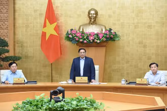Thủ tướng Phạm Minh Chính phát biểu tại phiên họp Chính phủ thường kỳ tháng 4. (Ảnh: TRẦN HẢI)