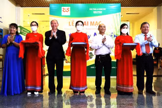 Các đại biểu cắt băng khai mạc trưng bày chuyên đề “Hồn tre Tây Nguyên”.