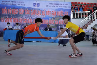 Tranh tài ở bộ môn đẩy gậy.