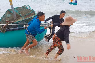 Người dân xã An Hòa Hải huyện Tuy An, Phú Yên đang nỗ lực cứu vớt tài sản còn sót lại sau cơn lốc xoáy bất thường. 