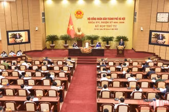 Quang cảnh kỳ họp thứ tư, HĐND thành phố Hà Nội khóa 16.  (Ảnh: Duy Linh)