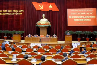 Quang cảnh Hội nghị toàn quốc tổng kết công tác kiểm tra, giám sát năm 2021, triển khai nhiệm vụ năm 2022. (Ảnh TTXVN)
