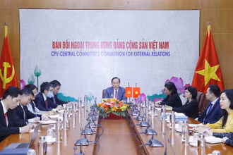 Quang cảnh hội đàm trực tuyến. (Nguồn: TTXVN)