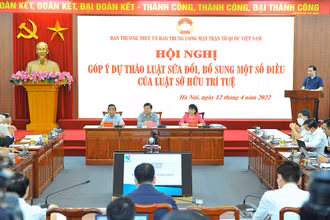 Quang cảnh Hội nghị góp ý Dự thảo Luật sửa đổi, bổ sung một số điều của Luật Sở hữu trí tuệ. (Ảnh: Kỳ Anh)