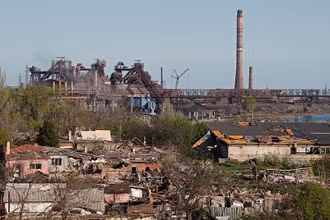 Toàn cảnh nhà máy thép Azovstal tại thành phố Mariupol, Ukraine, ngày 28/4. (Ảnh: Reuters)