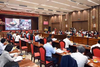 Quang cảnh hội nghị chuyên đề Ban Chấp hành Đảng bộ thành phố Hà Nội khóa XVII. (Ảnh: Duy Linh)