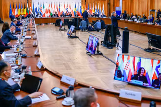 Hội nghị các nhà tài trợ diễn ra tại Berlin, Đức. (Ảnh: Reuters)