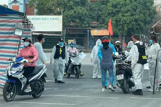 Thị trấn Lai Cách (Cẩm Giang, Hải Dương) trong thời gian thực hiện Chỉ thị 16 của Thủ tướng Chính phủ.