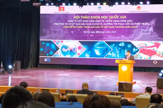 PGS,TS Nguyễn Hồng Sơn, Phó Trưởng Ban Kinh tế T.Ư đọc báo cáo đề dẫn hội thảo.