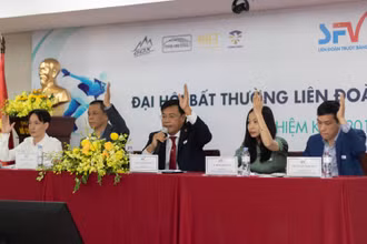 Đại biểu biểu quyết tại Đại hội bất thường SFV (Ảnh: LÊ BÍCH)