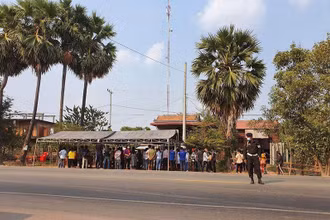 Một điểm kiểm soát tại Siem Reap. (Ảnh: Fresh News)