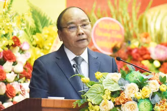 Thủ tướng Nguyễn Xuân Phúc phát biểu tại Lễ kỷ niệm. Ảnh: TRẦN HẢI